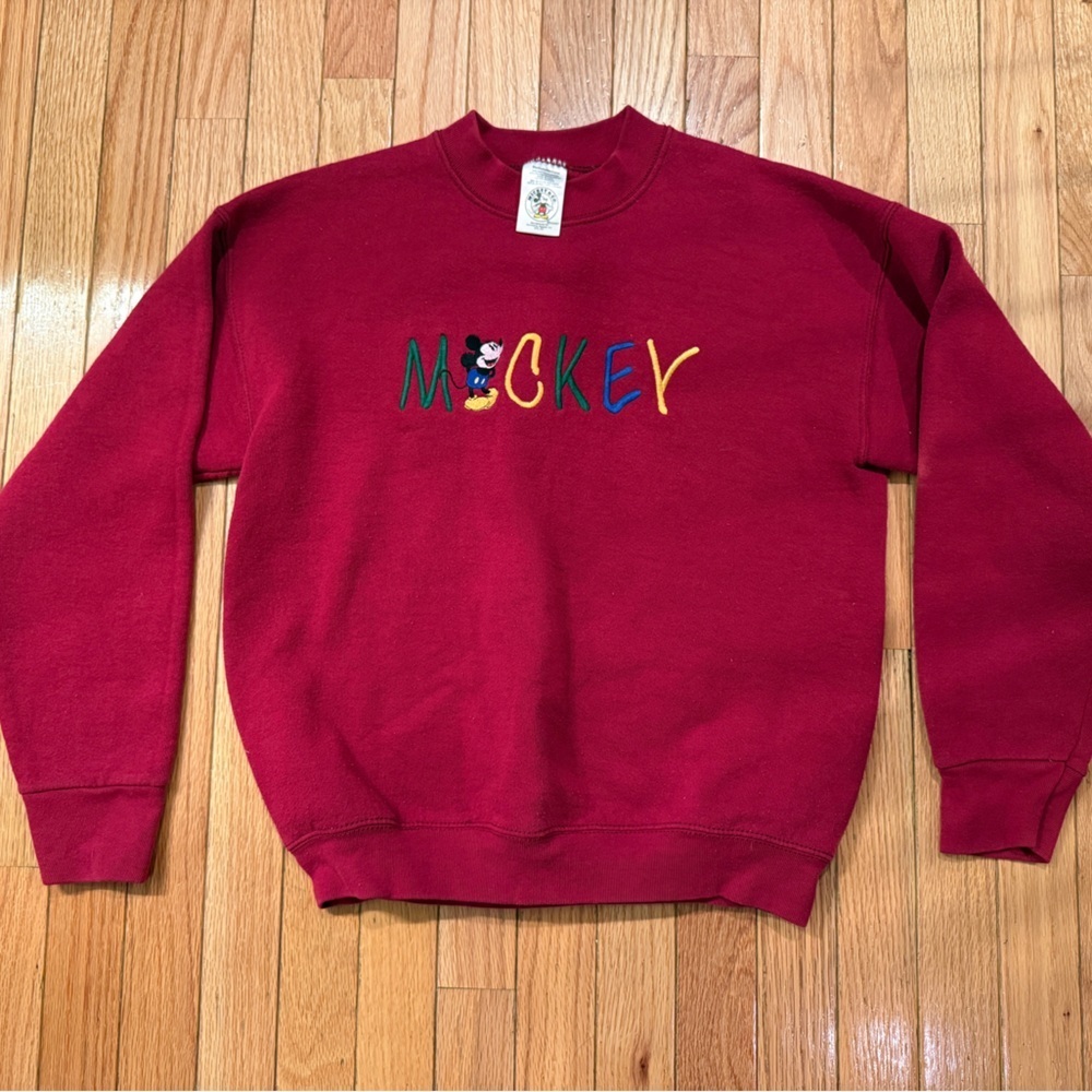 VTG Disney Mickey & Co Embroidered Red Crewneck Sweater
